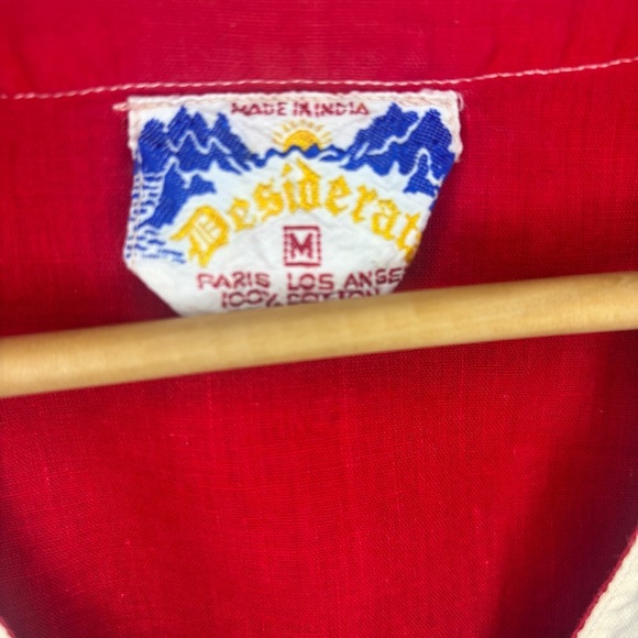 VINTAGE Made in India 100% Cotton Red Short Sleeve Button Up Top w/ Cherries SzM - Picture 14 of 15